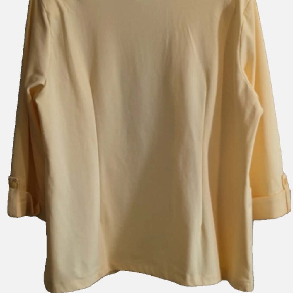 Allison Daley Womens Size L 3/4 Sleeve Yellow Knit Jacket Pockets NWT - Picture 6 of 6
